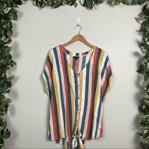 🆕Torrid Front Button Tie Stripped T-shirt